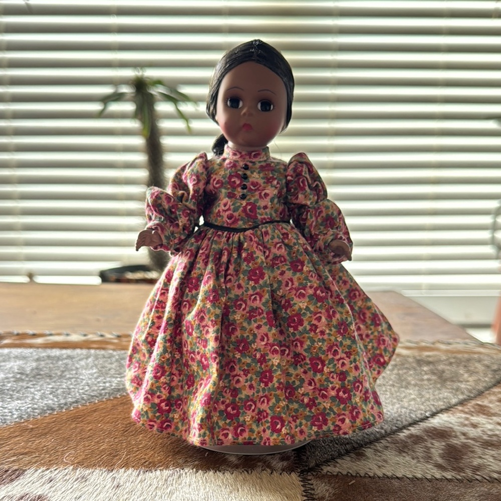 Floral Dress Doll with Black Hair
